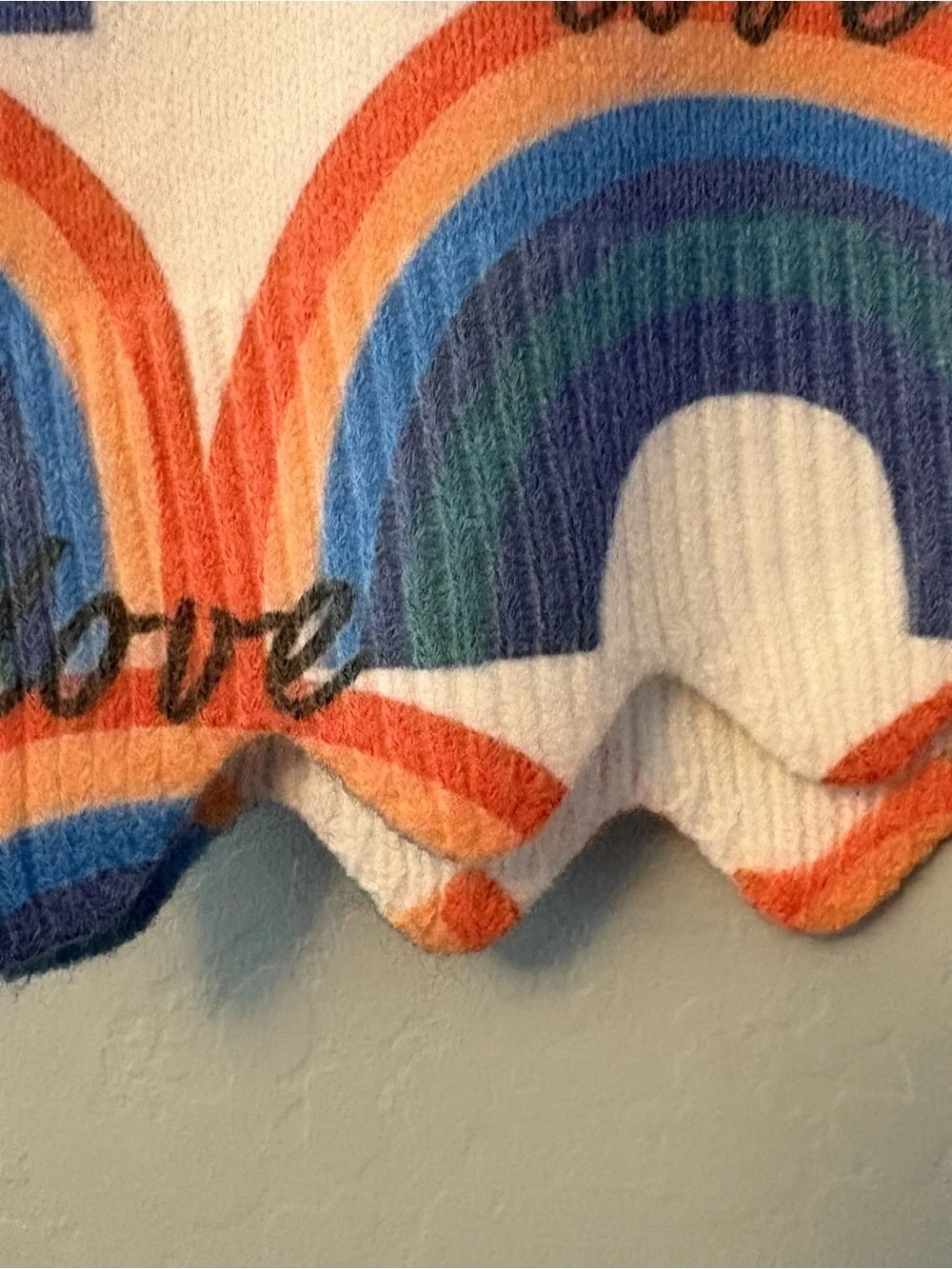 Hannah Banana white rainbow love with gemstones sweater size 4